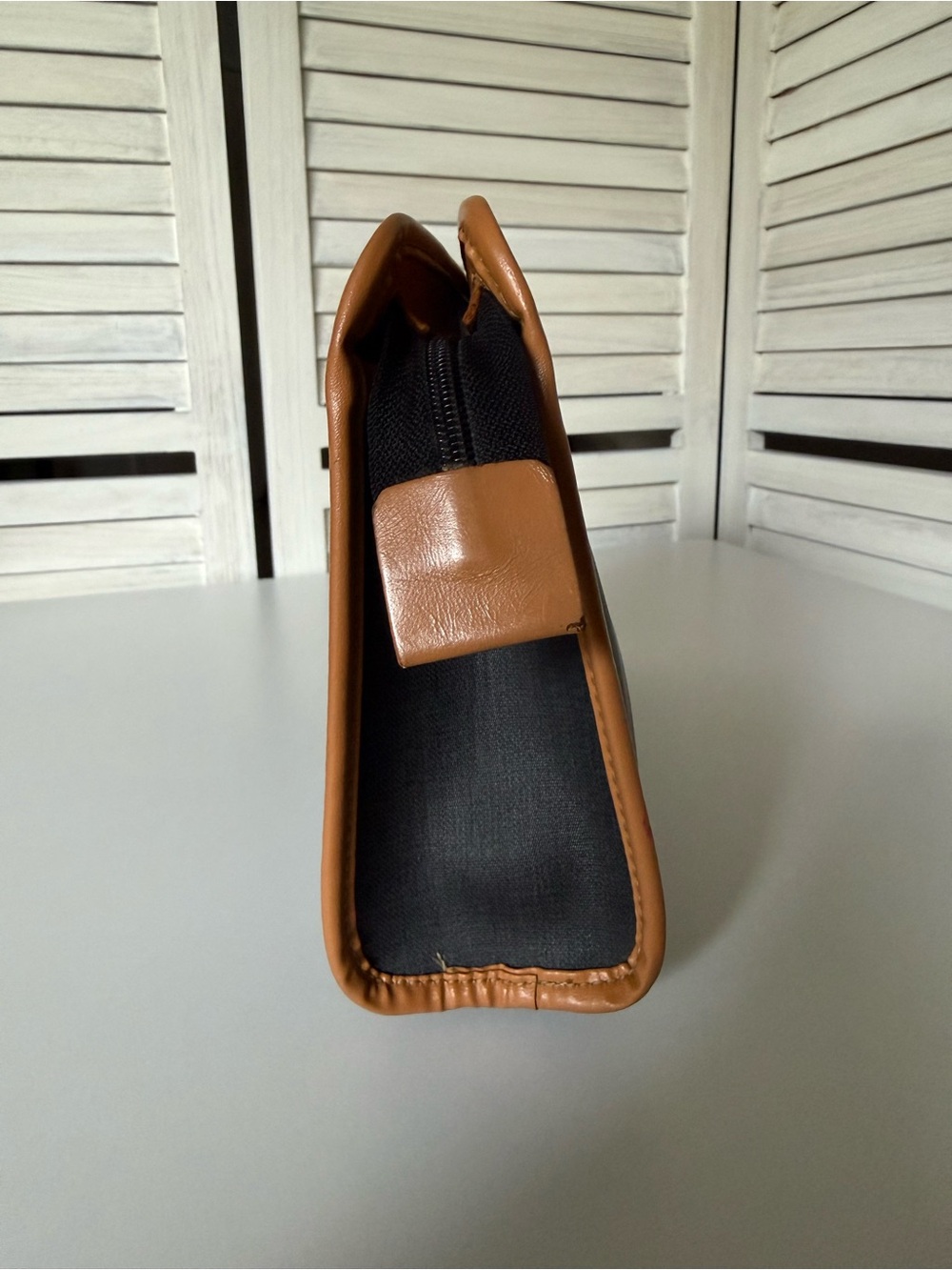 Vintage Christian Dior Clutch Black Canvas CD Logo Leather Trim Zip Pouch - Picture 4 of 8